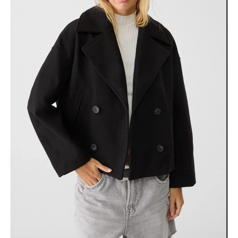 Wool Coat Peacoat - Abrigo Corto de Lana para Mujer,
