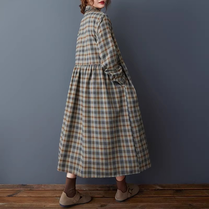 Vestido Camisero Coreano Retro - Flannel Shirt Lined reseña y precio